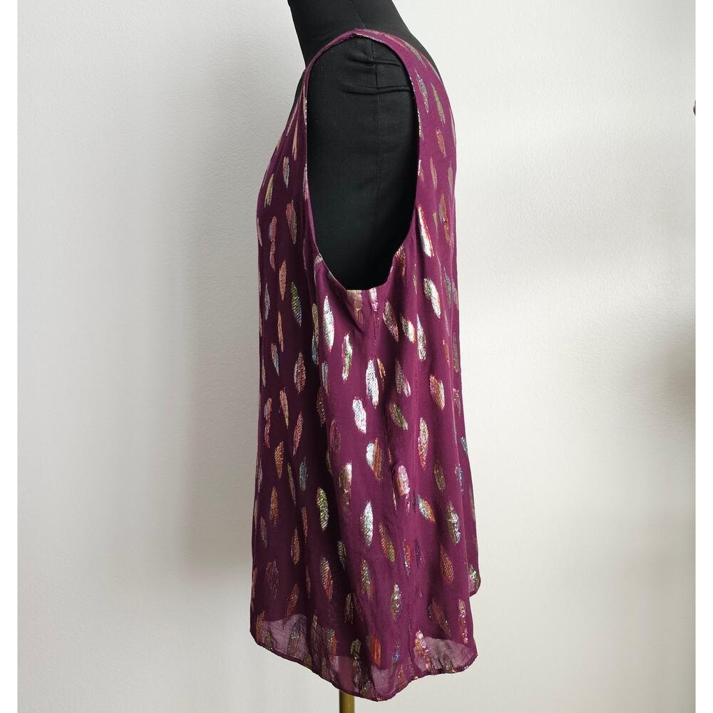 Lilly Pulitzer Florin Sleeveless Cherry Ganache Metallic Feathers Tank Top XL - Picture 2 of 8